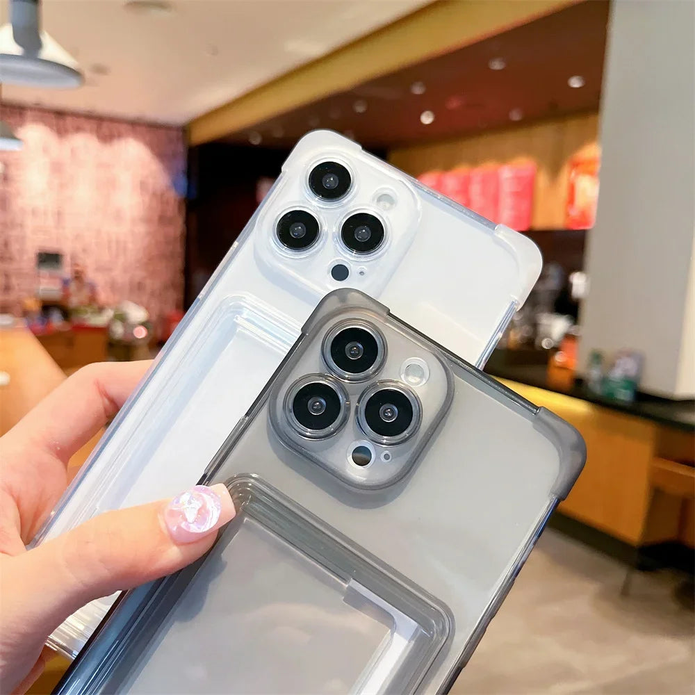 Transparent Card Holder Airbag Clear iPhone Case