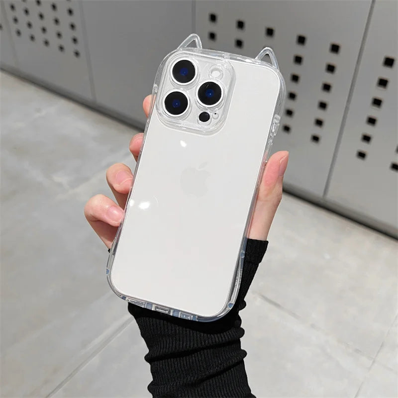 Cute Cat Ears Transparent iPhone Case