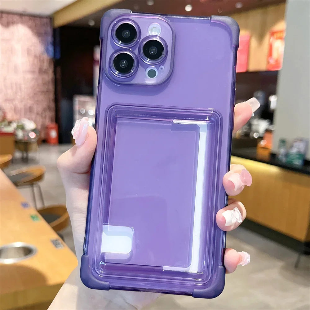 Transparent Card Holder Airbag Clear iPhone Case