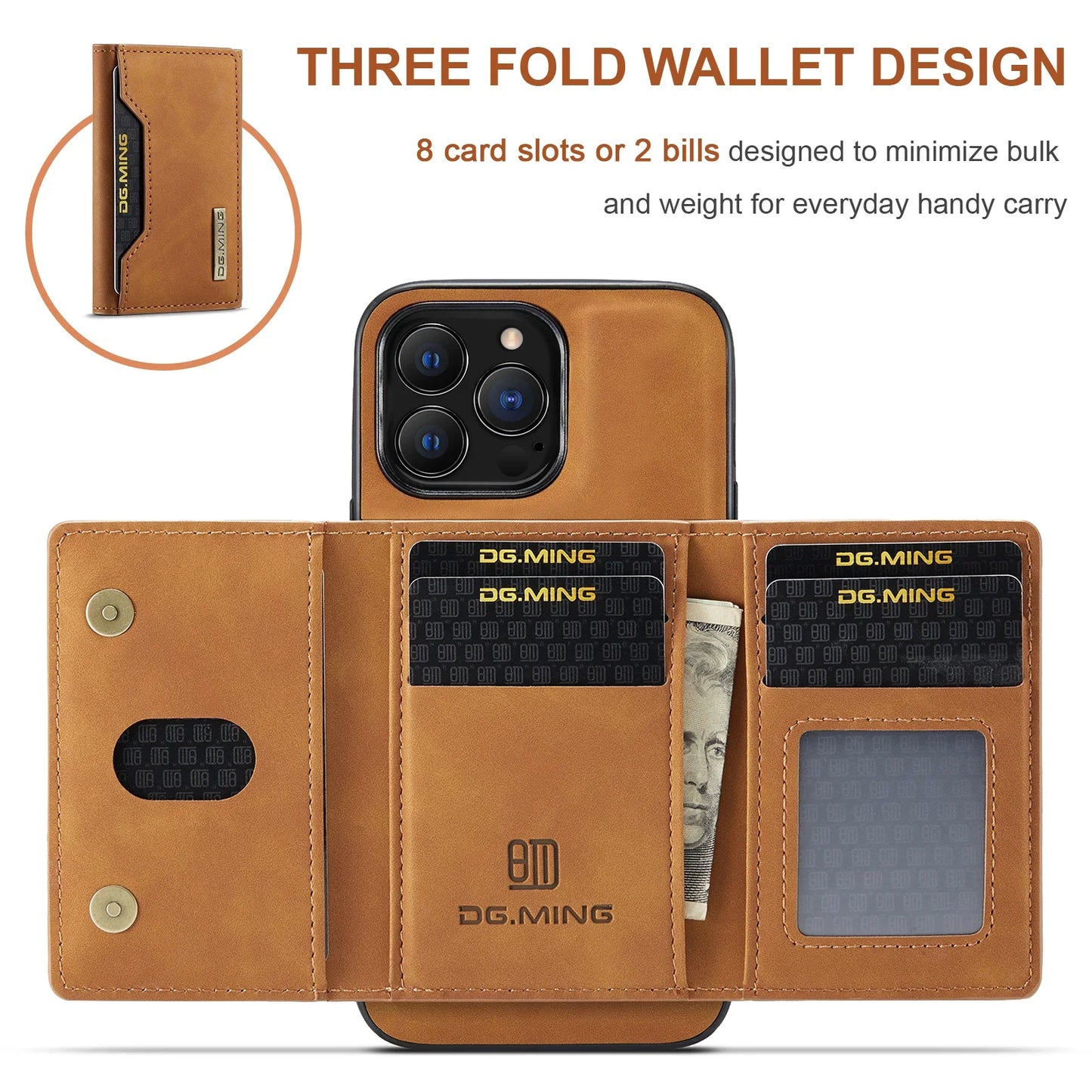 Detachable Magnetic Leather Wallet iPhone Case