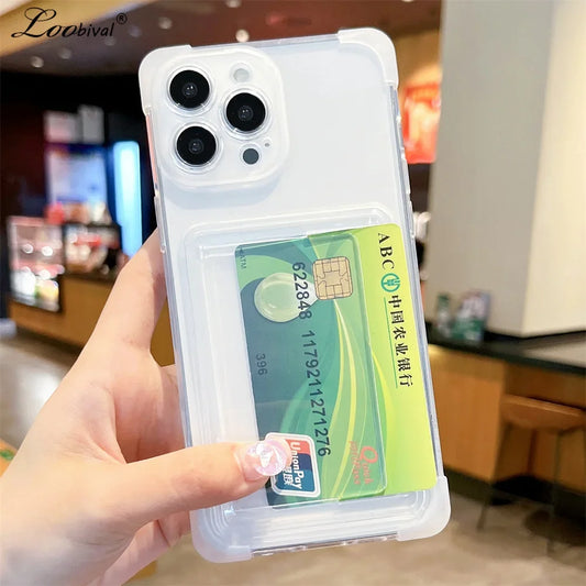 Transparent Card Holder Airbag Clear iPhone Case