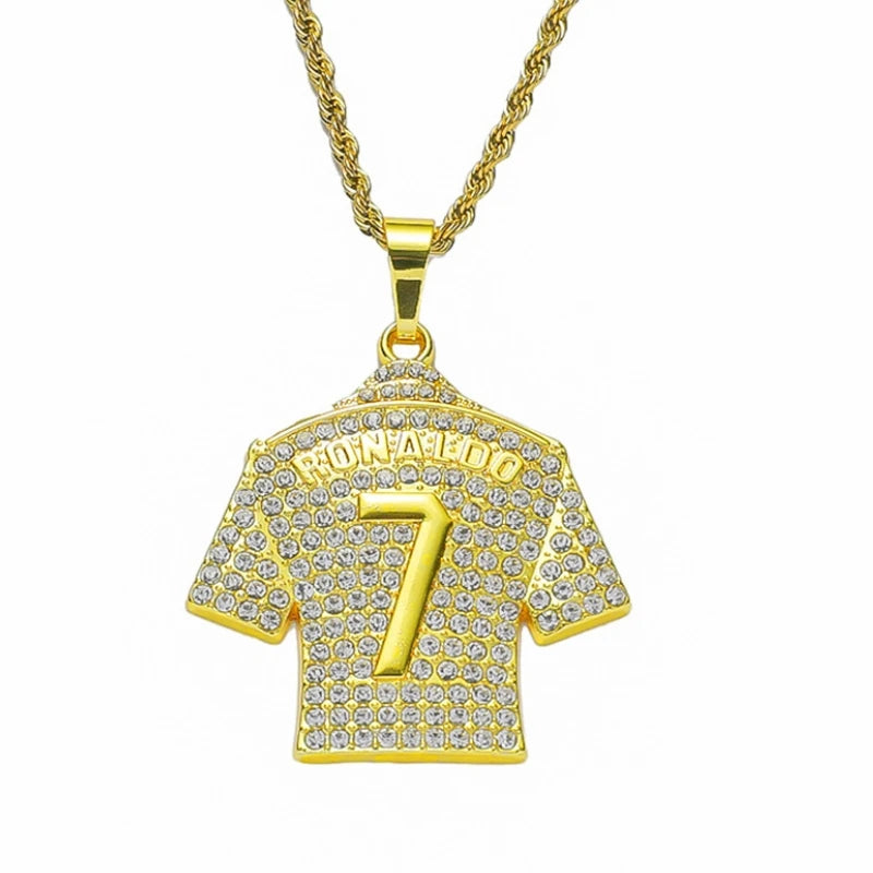 Cristiano Ronaldo gold jersey necklace premium football accessory