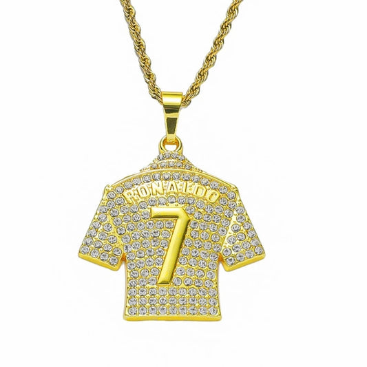 Cristiano Ronaldo gold jersey necklace premium football accessory