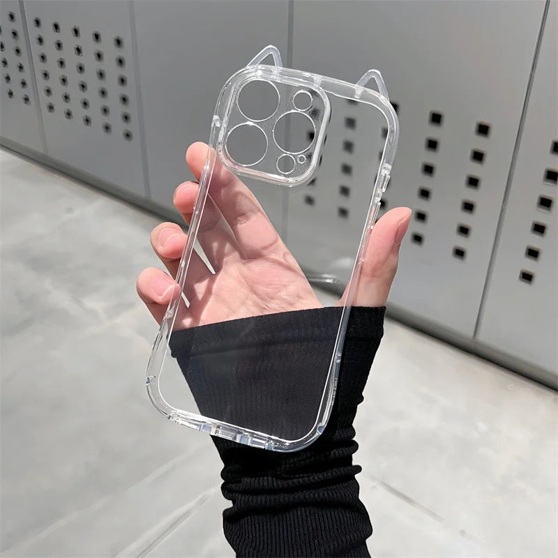 Cute Cat Ears Transparent iPhone Case
